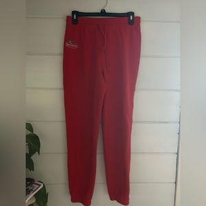 red sweatpants